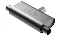 Borla 60714 Borla T- Flow Universal Muffler - 2.5in Single Inlet/2.5in Dual Outlet 24in OAL 4.25x9.10x18in Body