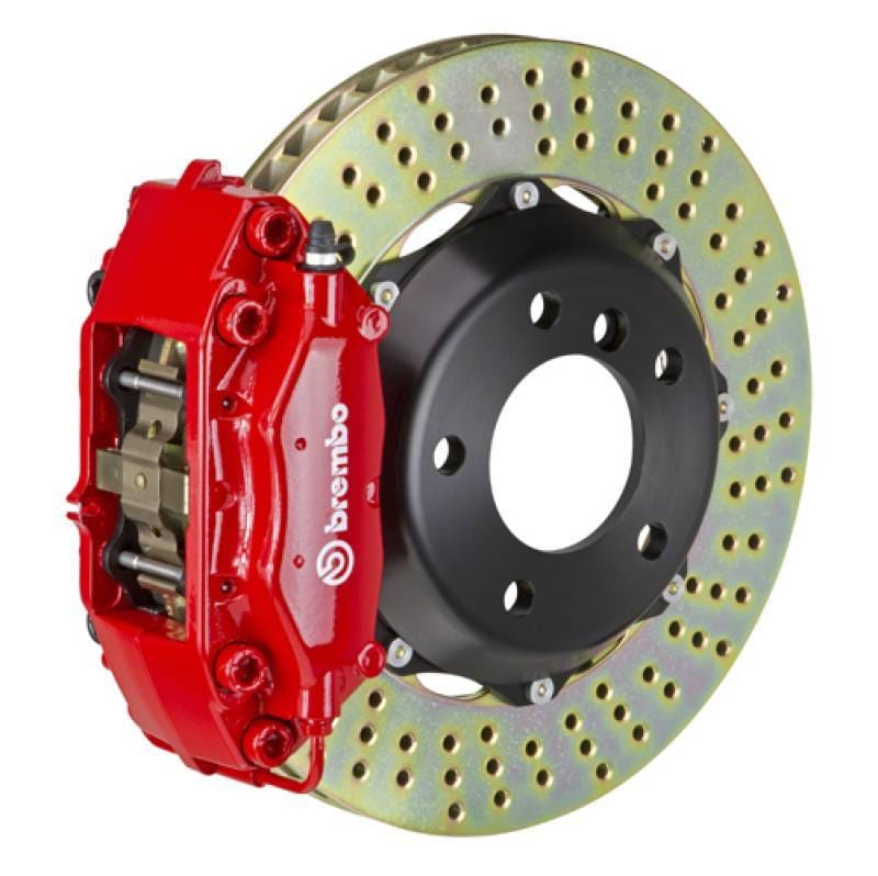 Brembo 1C1.6001A2 Brembo 02-06 Mini Cooper Front GT BBK 4 Piston Cast 2pc 320x28 2pc Rotor Drilled-Red