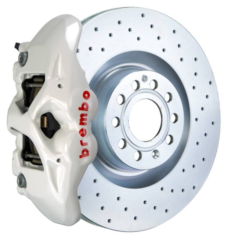 Brembo 1S4.8002A6 Brembo 05-10 Jetta GLI Front GT BBK 4 Piston Cast 345x30 1pc Rotor Drilled-White