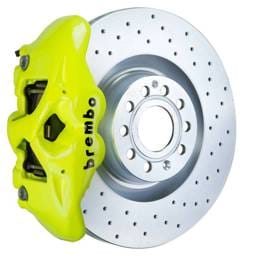 Brembo 1S4.8002A7 Brembo 05-10 Jetta GLI Fr GT BBK 4Pis Cast 345x30 1pc Rotor Drilled-Fluo. Yellow