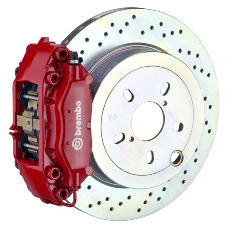 Brembo 2C4.5001A2 Brembo 66-89 911S/SC/Carrera Rear GT BBK 4 Piston Cast 2pc 309x28 1pc Rotor Drilled-Red