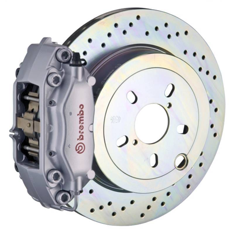 Brembo 2C4.5001A3 Brembo 66-89 911S/SC/Carrera Rear GT BBK 4 Piston Cast 2pc 309x28 1pc Rotor Drilled-Silver