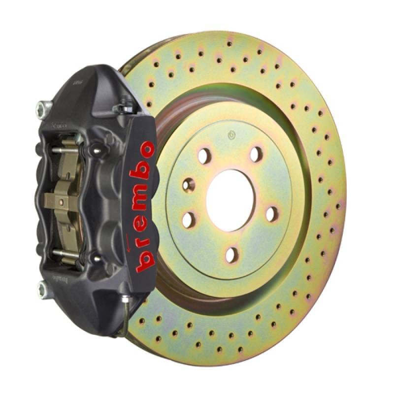 Brembo 2P2.9043AS Brembo 11-19 GranTurismo Stradale Rr GTS BBK 4 Piston Cast 380x28 2pc Rotor Slotted Type1 -Black HA