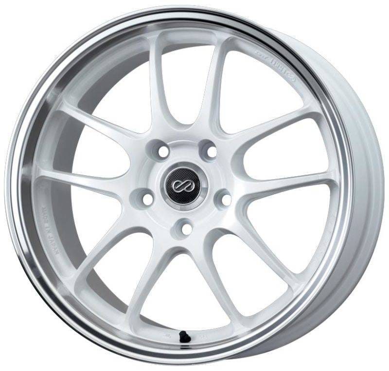 Enkei 460-790-6548WM Enkei PF01SS 17x9 5x114.3 48mm Offset 75mm Bore Diameter White with Machined Lip Wheel