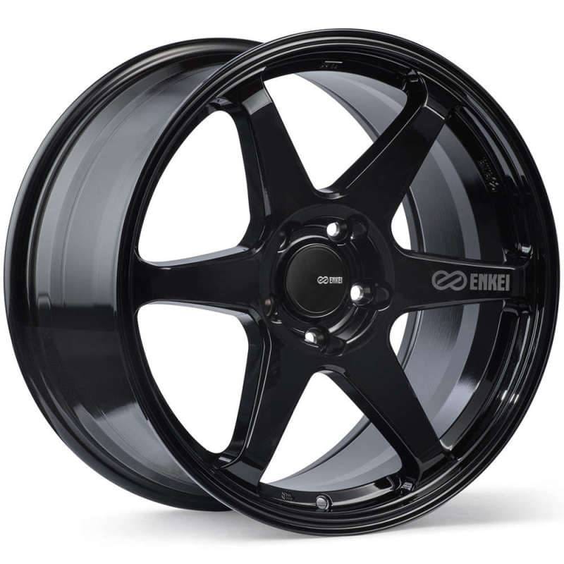 Enkei 539-780-6540BK Enkei T6R 17x8 40mm Offset 5x114.3 Bolt Pattern 72.6 Bore Gloss Black Wheel