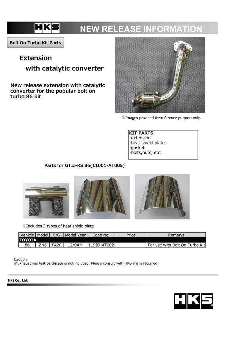 HKS 11999-AT002 HKS 12-19 Subaru BRZ/Scion FR-S/Toyota 86 Extension Kit w/ Catalytic Converter
