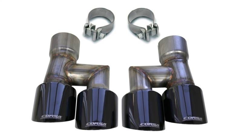 CORSA Performance 21038BLK Corsa 2018-2023 Ford Mustang Eco 2.3L Twin 4in Black PVD Pro-Series Tip Kit (Clamps Included) thumbnail 3