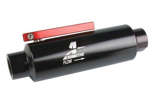 Aeromotive 12332 Aeromotive In-Line AN-12 Filter w/Shutoff Valve 100 Micron SS Element - Black Anodize Finish thumbnail 12