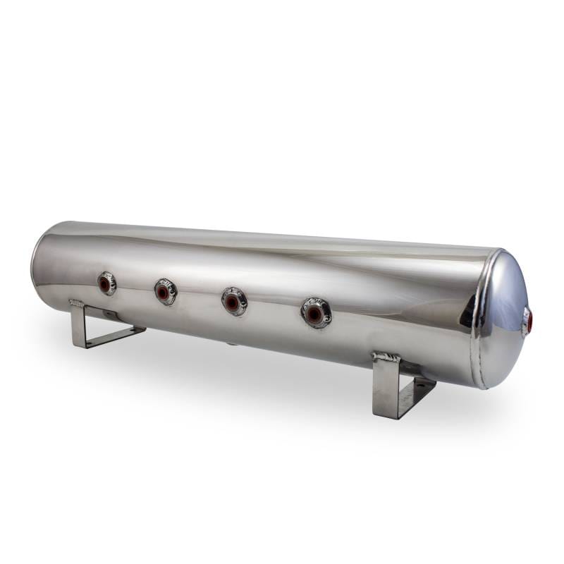 Air Lift 12957 Air Lift 4 Gal Alum Tank - (4) 1/4in Face (2) 3/8in Ports & 1/4in Drain - 30in L X 6in D - Polished thumbnail 4