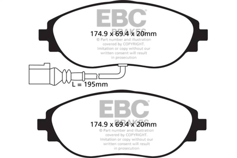 EBC Brakes UD1633 EBC 12+ Volkswagen CC 3.6 Ultimax2 Front Brake Pads - Fits select 2012-2023 Volkswagen models thumbnail 4