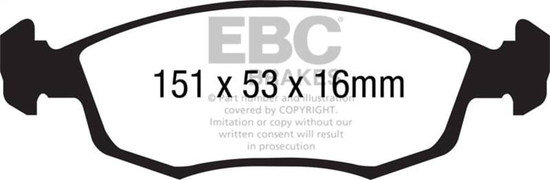 EBC Brakes UD1568 EBC 11+ Fiat 500 1.4 (ATE Calipers) Ultimax2 Front Brake Pads - Fits 2012-2018 Fiat 500 thumbnail 7