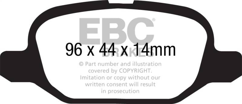 EBC Brakes UD1569 EBC 11+ Fiat 500 1.4 (ATE Calipers) Ultimax2 Rear Brake Pads - Fits 2012-2018 Fiat 500 thumbnail 4