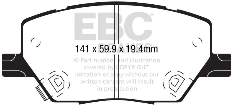 EBC Brakes UD1811 EBC 15+ Fiat 500X 1.4 Turbo Ultimax2 Front Brake Pads - Fits 2017-2018 Fiat 500X thumbnail 7