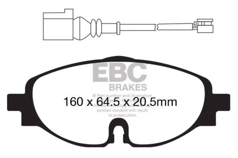 EBC Brakes UD1760 EBC 14+ Audi A3 1.8 Turbo Ultimax2 Front Brake Pads - Fits select 2015-2024 Volkswagen, Audi applications thumbnail 4