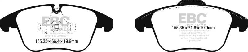 EBC Brakes UD1869 EBC 2016+ Jaguar XE-Type 2.0T Ultimax2 Front Brake Pads (Use w/ 12.4in Rotors) - Fits 2017-2018 Jaguar XE thumbnail 4