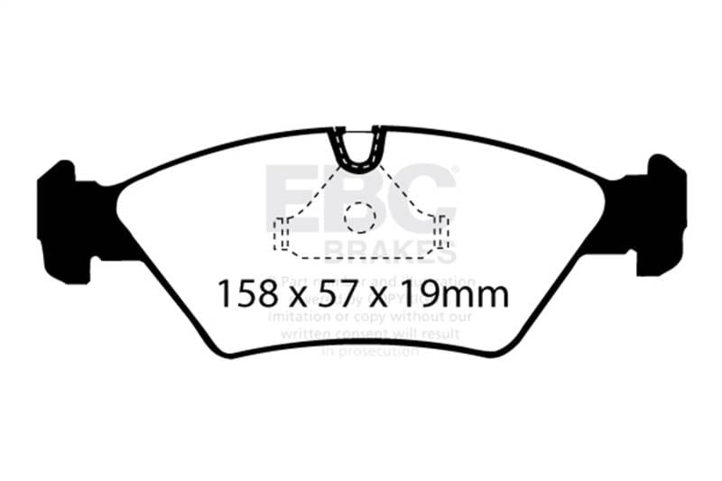 EBC Brakes UD395 EBC 85-86 BMW 524 TD 2.4 TD (E28) Ultimax2 Front Brake Pads - Fits select 1981-1993 Ferrari, BMW applications thumbnail 7