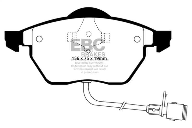 EBC Brakes UD555 EBC 92-94 Audi 100 2.8 Ultimax2 Front Brake Pads - Fits select 1992-1999 Audi, Volkswagen applications thumbnail 4