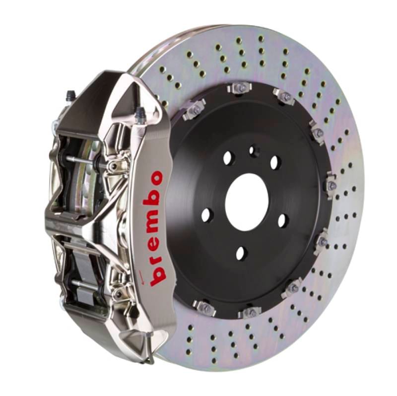 Brembo 1N1.9505AR Brembo 03-08 SL55 AMG (Excl Black Series) Fr GTR BBK 6Pist Billet 405x34 2pc Rotor Drilled- Nickel thumbnail 2
