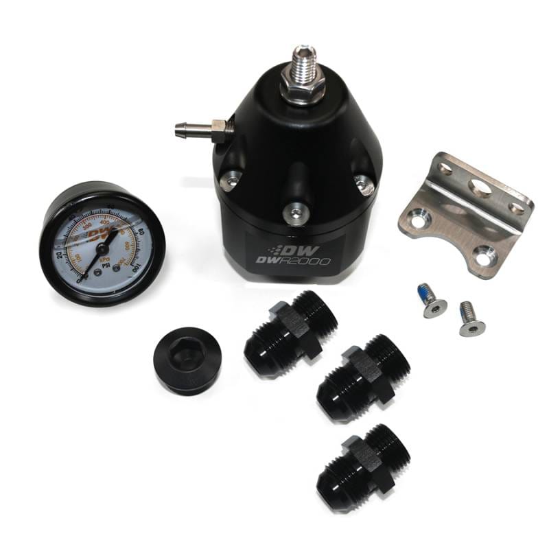 DeatschWerks 6-2000-FRB-108 DeatschWerks DWR2000 AFPR + Pressure Gauge + 10AN & 8AN Fittings - Anodized Black thumbnail 2