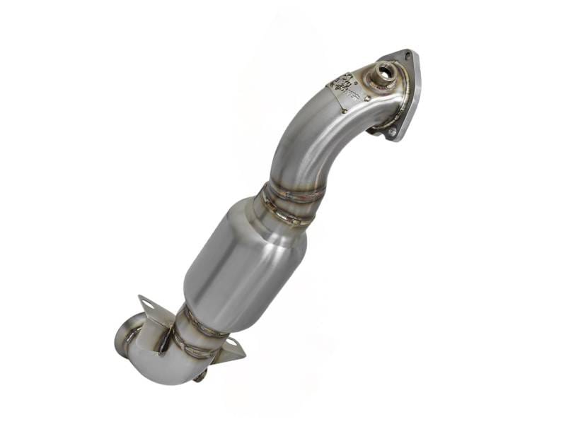 aFe 48-36318-1HC aFe 09-13 MINI Cooper S (R56) L4 1.6L (t) Twisted Steel Down Pipe 2-1/2in 304 Stainless Steel w/ Cat thumbnail 2