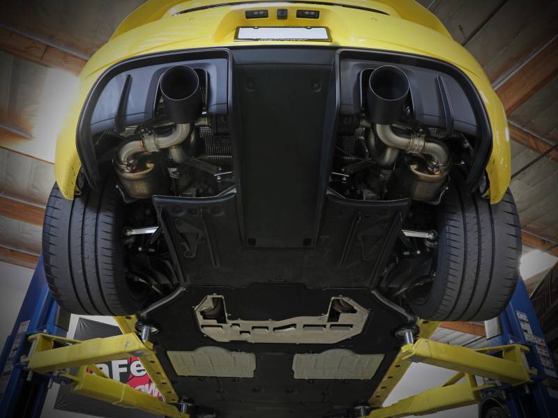 aFe 49-36443-C aFe MACHForce XP 2.25in-2.5in 304SS Exhaust Cat-Back 20-22 Porsche Cayman GT4 (718) - Carbon Tips thumbnail 3