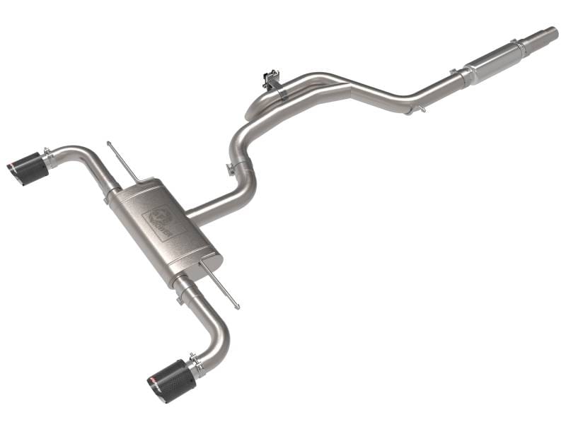 aFe 49-36451-C aFe Gemini XV 3in to 2 1/2in 304 SS Cat-Back Exhaust 22-23 Volkswagen GTI (MK8) 2.0L w/ Carbon Tips thumbnail 2