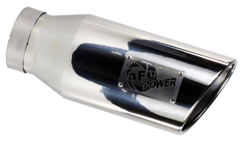 aFe 49-90007 aFe MACHForce XP Exhausts Tips SS-304 EXH Tip 3In x 4Out x 12L Sgl-Ang Weld On thumbnail 5