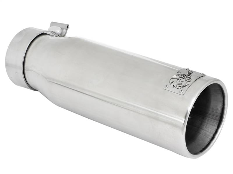 aFe 49-92043-P aFe MACH Force-XP 304 SS Sing Wall Pol Exh Tip Univ Exit 3in Inlet x 4in Outlet x 12in L - Clamp On thumbnail 2