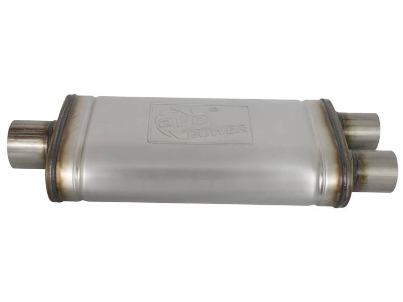 aFe 49M00018 aFe MACHForce XP SS Muffler 3in Center Inlet / 2.5in Dual Outlets 18in L x 9in W x4in H Body thumbnail 6