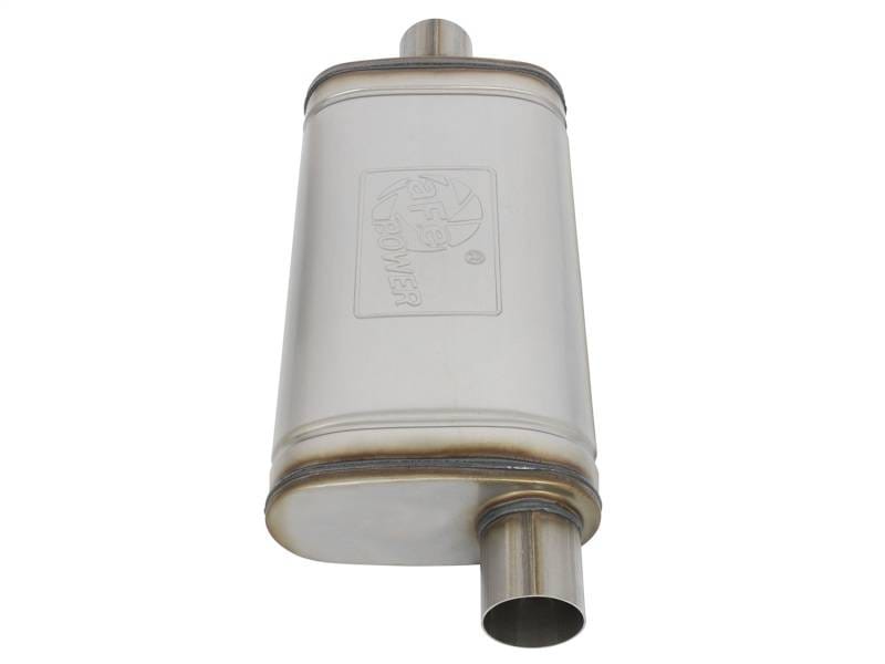 aFe 49M00019 aFe MACHForce XP SS Muffler 2.5in Center Inlet / 2.5in Offset Outlet 18in L x 9in W x4in H Body thumbnail 6