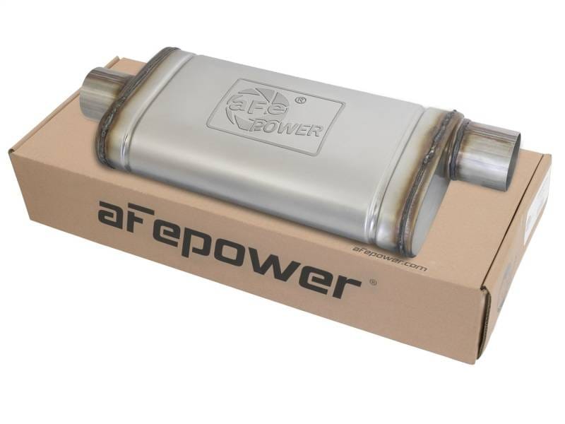 aFe 49M00020 aFe MACHForce XP SS Muffler 3in Center Inlet / 3in Offset Outlet 18in L x 9in W x4in H Body thumbnail 4