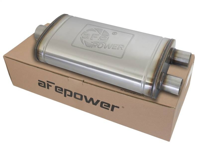 aFe 49M00014 aFe MACHForce XP SS Muffler 3in Center Inlet / 2.5in Dual Outlets 22in L x 11in W x 6in H Body thumbnail 4
