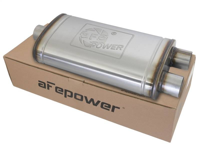 aFe 49M00015 aFe MACHForce XP SS Muffler 3in Center Inlet / 3in Offset Outlet 22in L x 11in W x 6in H Body thumbnail 4