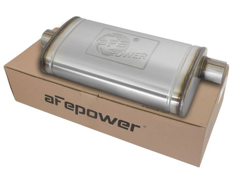aFe 49M00016 aFe MACHForce XP SS Muffler 3in Center Inlet / 3in Offset Outlet 22in L x 11n W x 6in H Body thumbnail 4