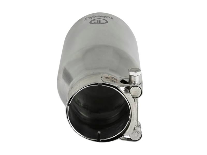 aFe 49T25404-P08 aFe Takeda 304 Stainless Steel Clamp-On Exhaust Tip 2.5in. Inlet / 4in. Outlet / 8in. L - Polished thumbnail 4