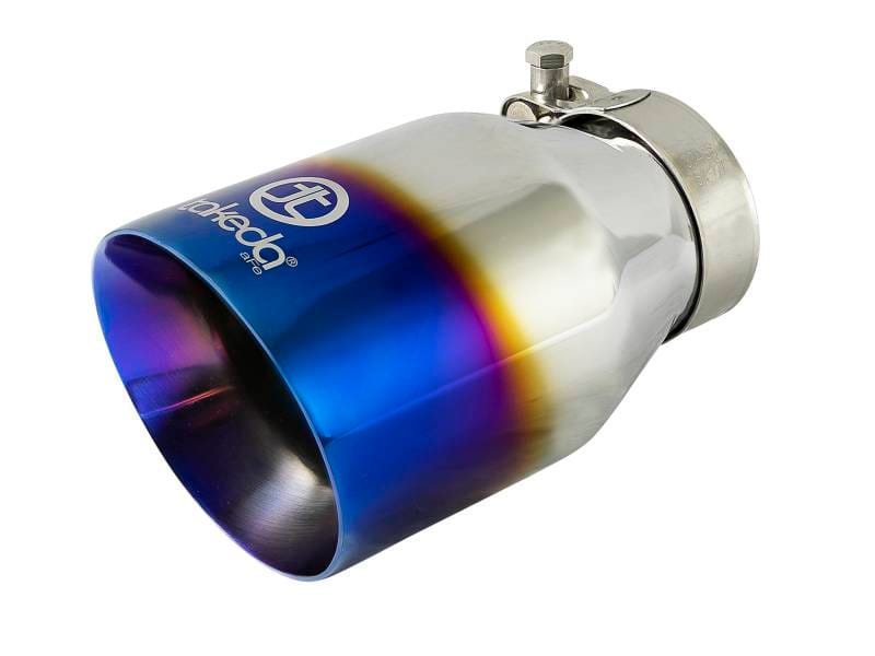 aFe 49T25404-L07 aFe Takeda 304 Stainless Steel Clamp-On Exhaust Tip 2.5in Inlet / 4in Outlet - Blue Flame thumbnail 2