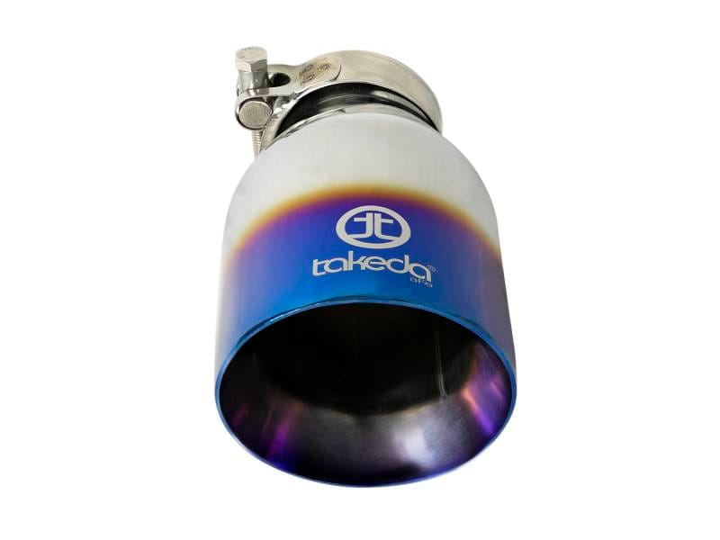 aFe 49T25404-L07 aFe Takeda 304 Stainless Steel Clamp-On Exhaust Tip 2.5in Inlet / 4in Outlet - Blue Flame thumbnail 4