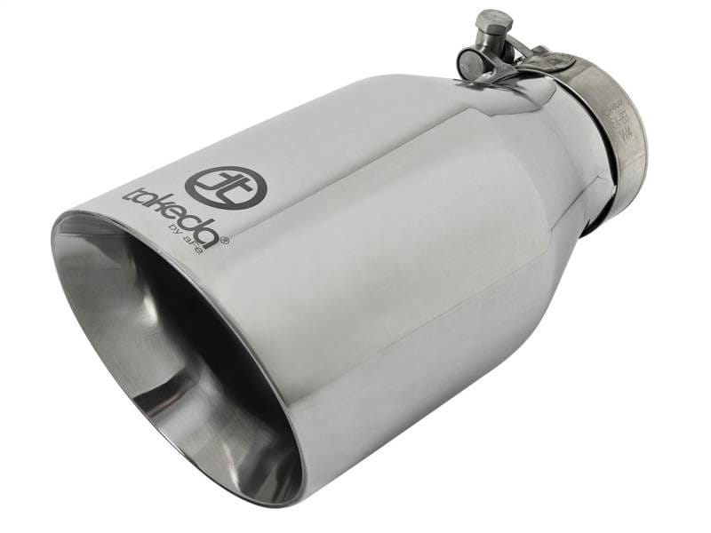 aFe 49T25454-P09 aFe Takeda 304 Stainless Steel Clamp-On Exhaust Tip 2.5in. Inlet / 4.5in. Outlet / 9in. L - Polished thumbnail 2