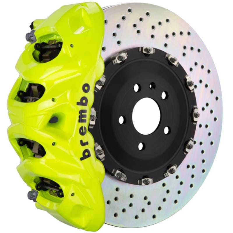 Brembo 1Q1.9607A7 Brembo 13-18 S6/13-18 S7/14-18 RS7 Fr GT BBK 8 Piston Cast 412x38 2pc Rotor Drilled- Fluo. Yellow thumbnail 2