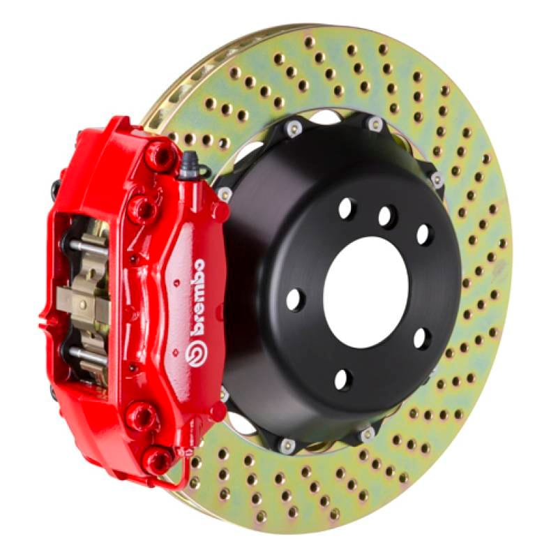 Brembo 2C1.8005A2 Brembo 02-05 7-Series (Through 3/5 Prod) Rear GT BBK 4 Piston Cast 2pc 345x28 2pc Rotor Drilled-Red thumbnail 2