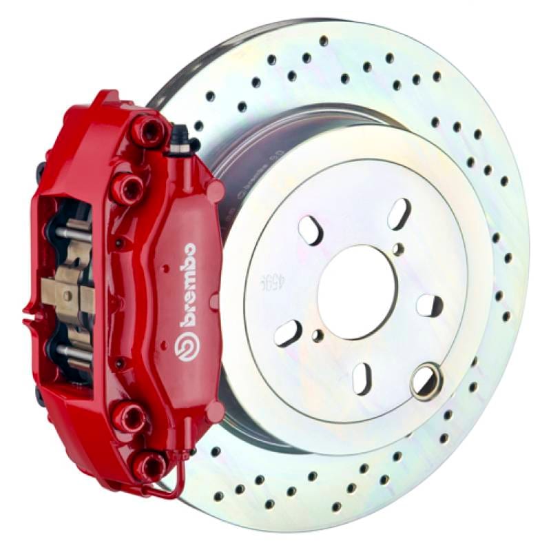 Brembo 2C4.5001A2 Brembo 66-89 911S/SC/Carrera Rear GT BBK 4 Piston Cast 2pc 309x28 1pc Rotor Drilled-Red thumbnail 2