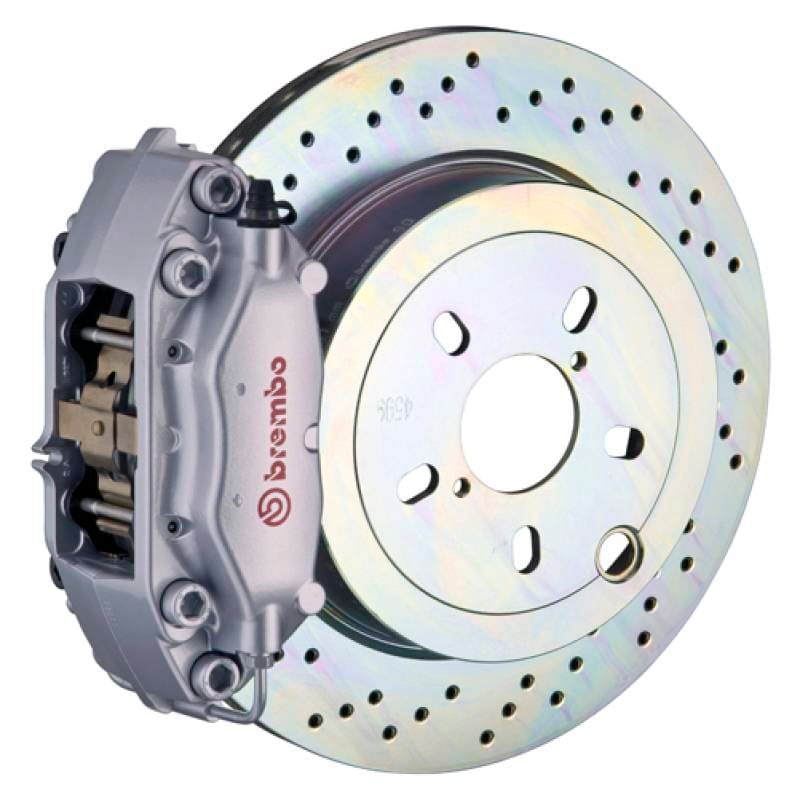 Brembo 2C4.5001A3 Brembo 66-89 911S/SC/Carrera Rear GT BBK 4 Piston Cast 2pc 309x28 1pc Rotor Drilled-Silver thumbnail 2