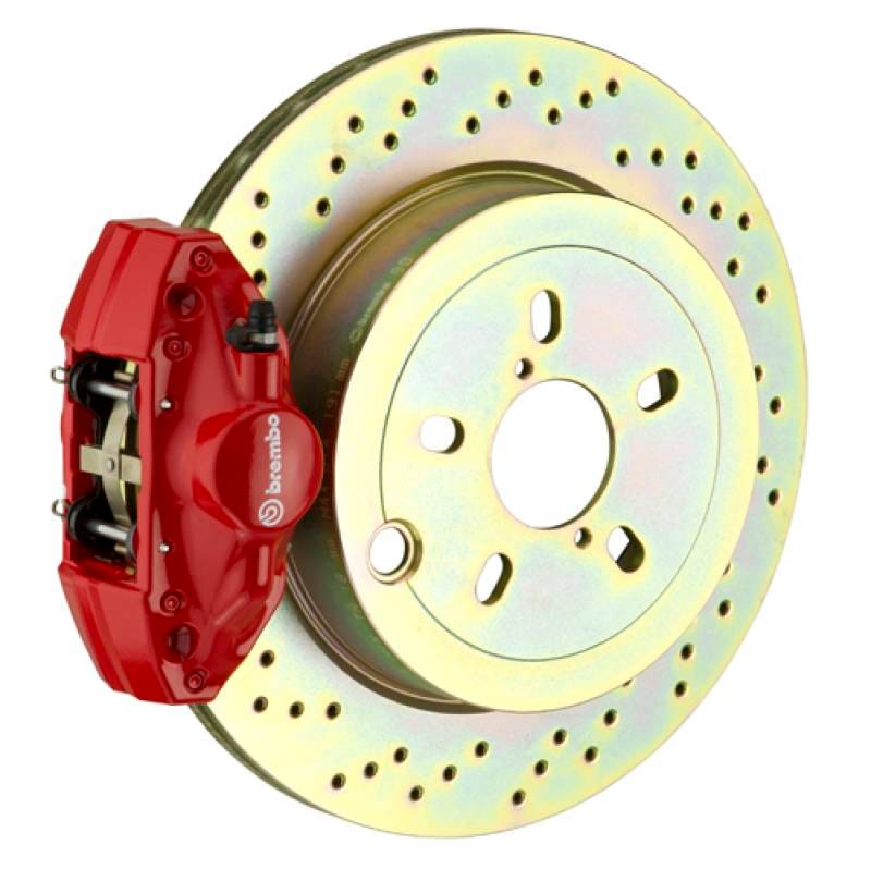 Brembo 2E4.4001A2 Brembo 92-98 318i/325i/328i Rear GT BBK 2 Piston Cast 2pc 294x19 1pc Rotor Drilled-Red thumbnail 2