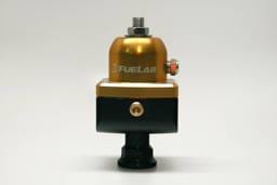 Fuelab 55502-5 Fuelab 555 Carb Adjustable FPR Blocking 1-3 PSI (1) -8AN In (2) -8AN Out - Gold