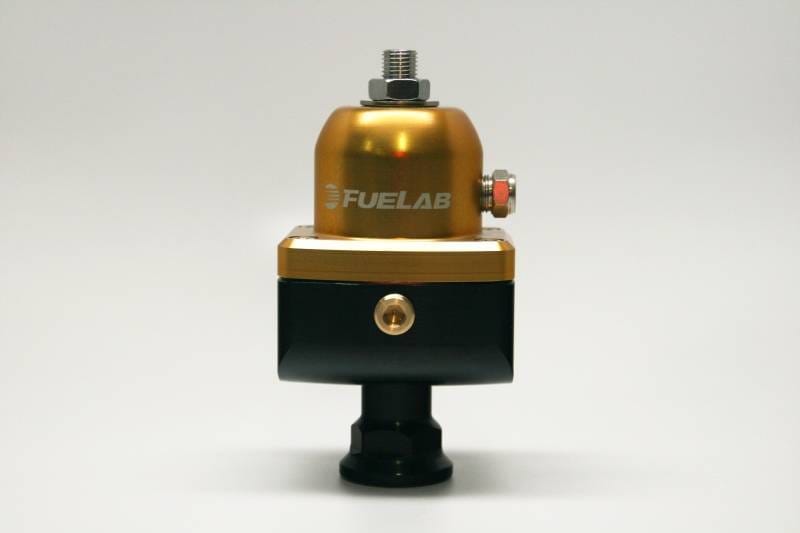 Fuelab 55502-5 Fuelab 555 Carb Adjustable FPR Blocking 1-3 PSI (1) -8AN In (2) -8AN Out - Gold