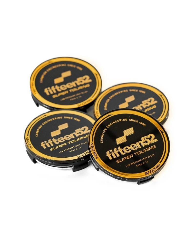 fifteen52 52-ST-CAP-BLKGOLD-SET Fifteen52 Super Touring (Chicane/Podium) Center Cap Set of Four - Black/Gold