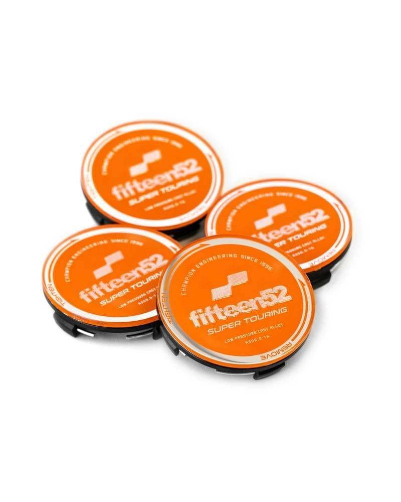 fifteen52 52-ST-CAP-ORANGE-SET Fifteen52 Super Touring (Chicane/Podium) Center Cap Set of Four - Orange/Chrome