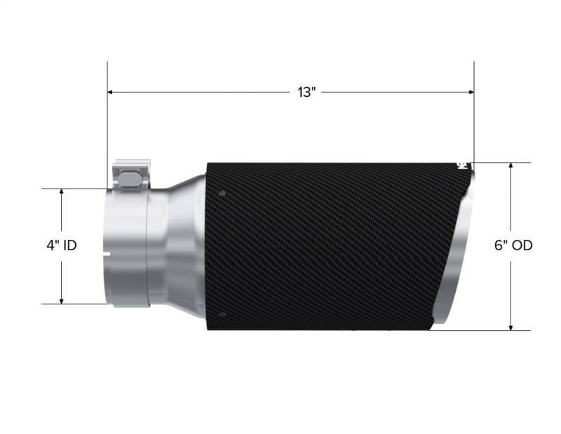 MBRP Exhaust pT5072CF MBRP Universal Carbon Fiber Tip 6in OD/4in Inlet/12in L - Angle Cut Tip thumbnail 3