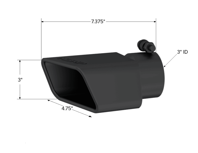 MBRP Exhaust pT5120BLK MBRP Universal Tip 4.75inx 3in Rectangle Angled Cut 3in O.D. inlet Pass. Side 7.375in length Black thumbnail 5