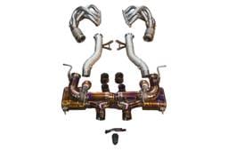 Valvetronic Designs Ferrari 458 Italia 4.5L Full Exhaust System With Free Flow Headers, Grade 5 Titanium, OEM Style Tips FER.458.VSES.FFH.TI